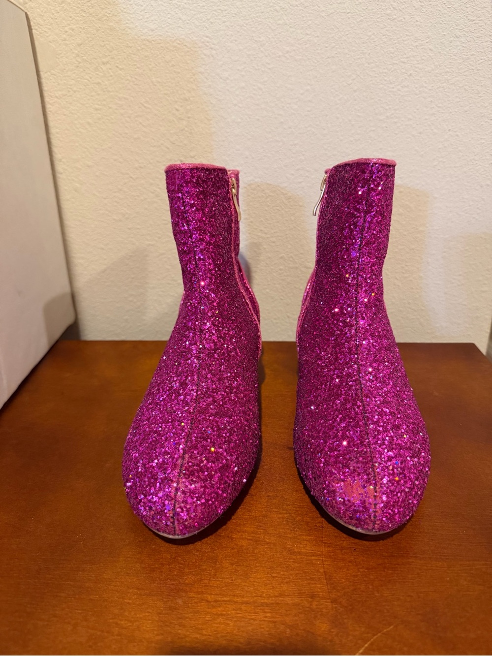 Sparkling Fuchsia Glitter Ankle Boots - Women's Fashion Boots